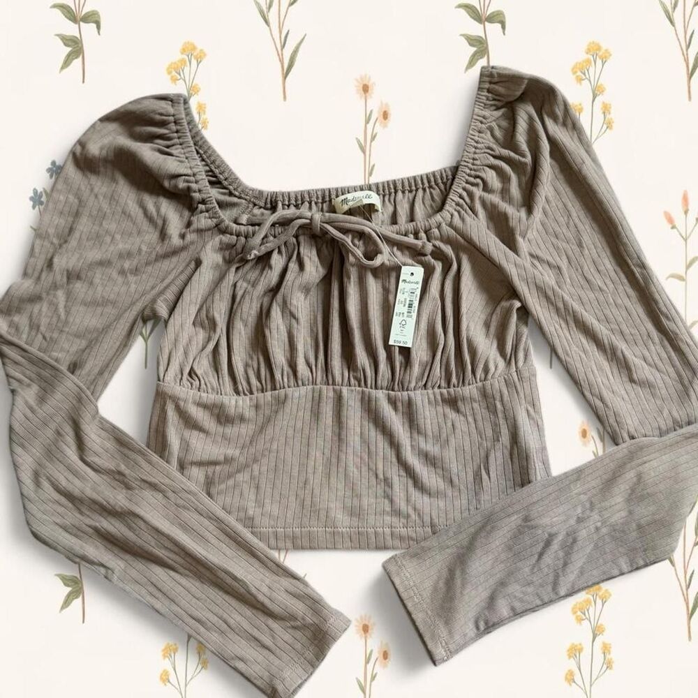 NWT Madewell MilkMaid Ribbed Long Sleeve Crop Top - Small